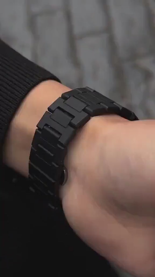 Arabic Aura Watch black fiber strap